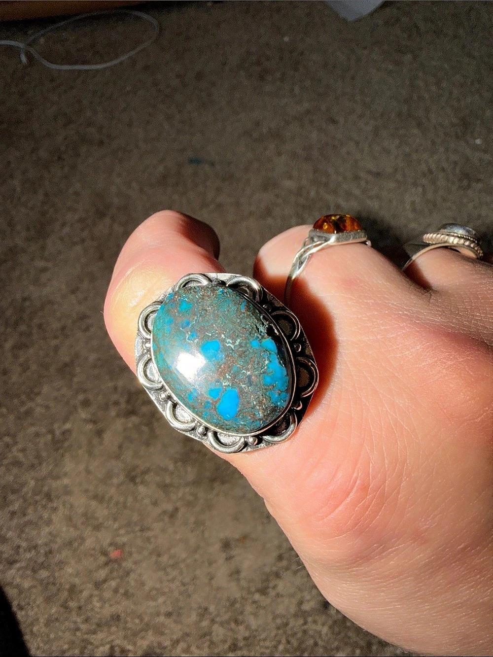 Turquoise Statement Ring Blue size 10-11 NEW